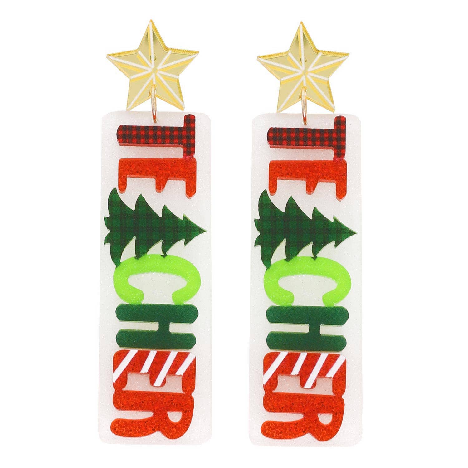 Teacher Glitter Acetate Christmas Earrings