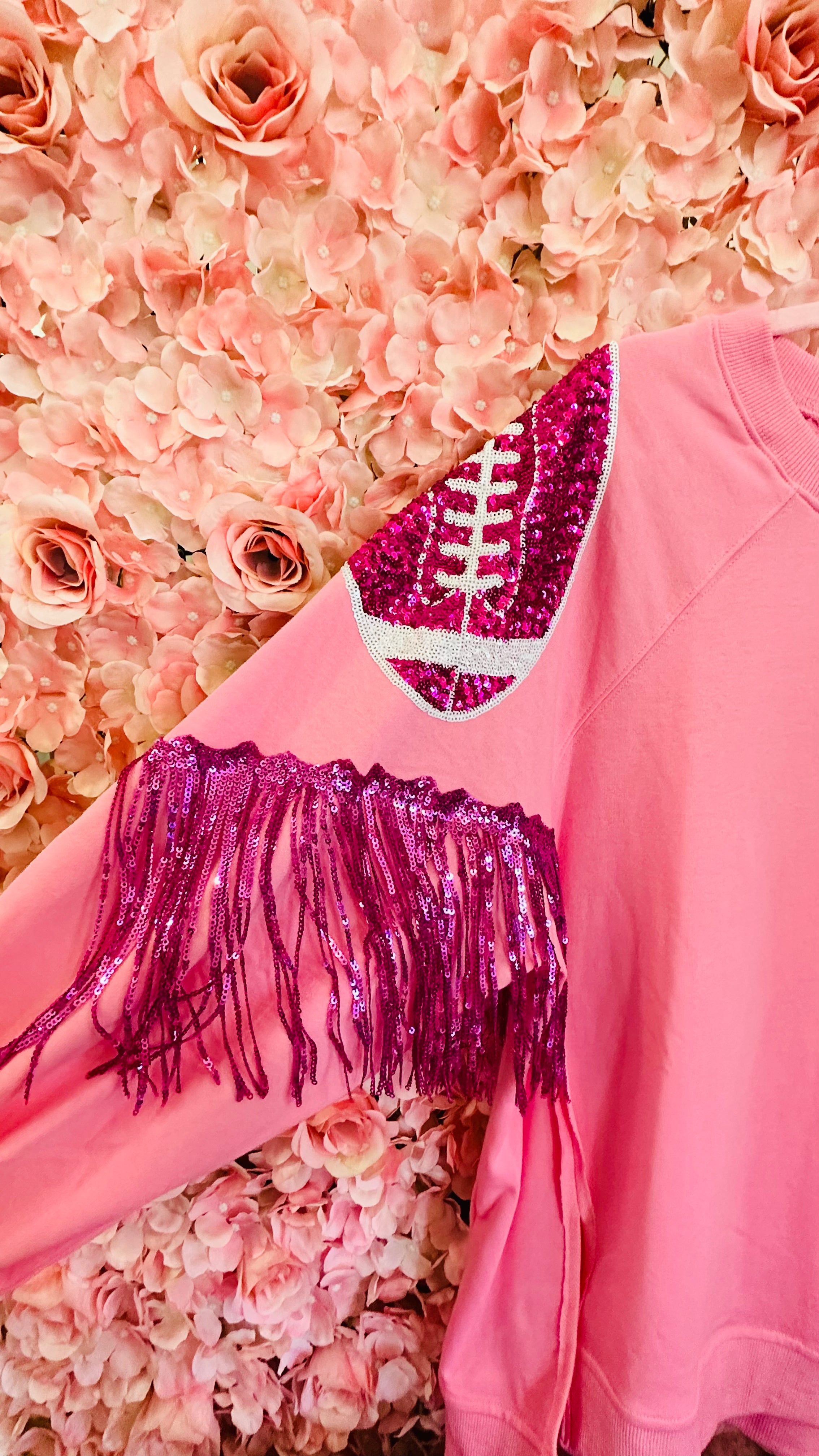 Pink Sequin Football Game Day Shirt