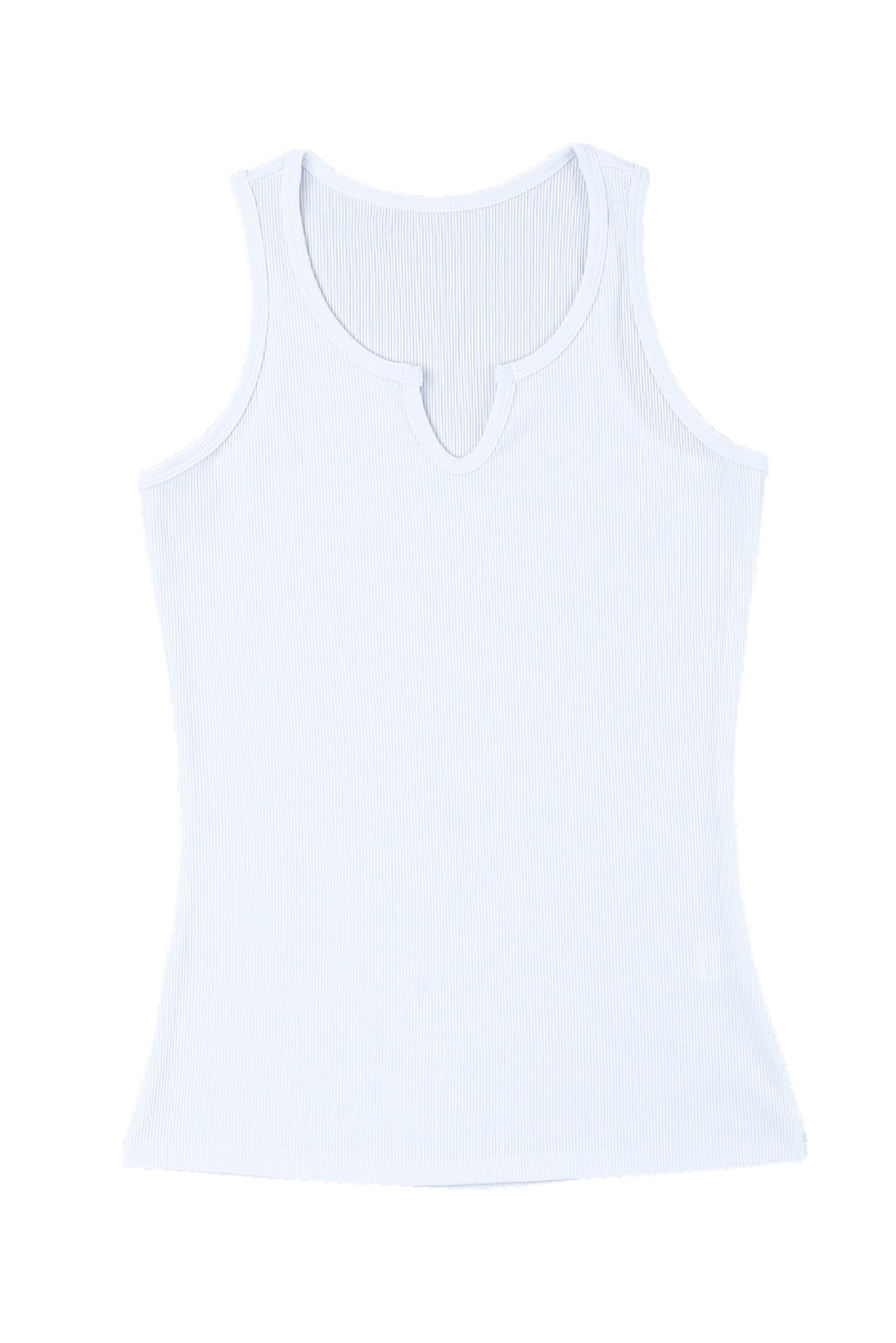 Notched Neck Ribbed Knit Tank Top