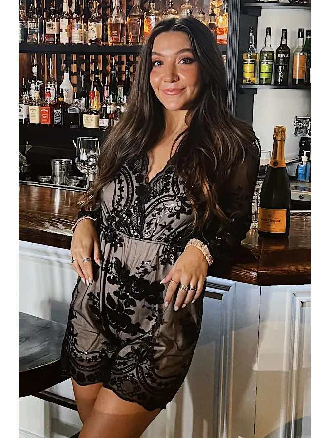 Party Starter Black Lace Romper