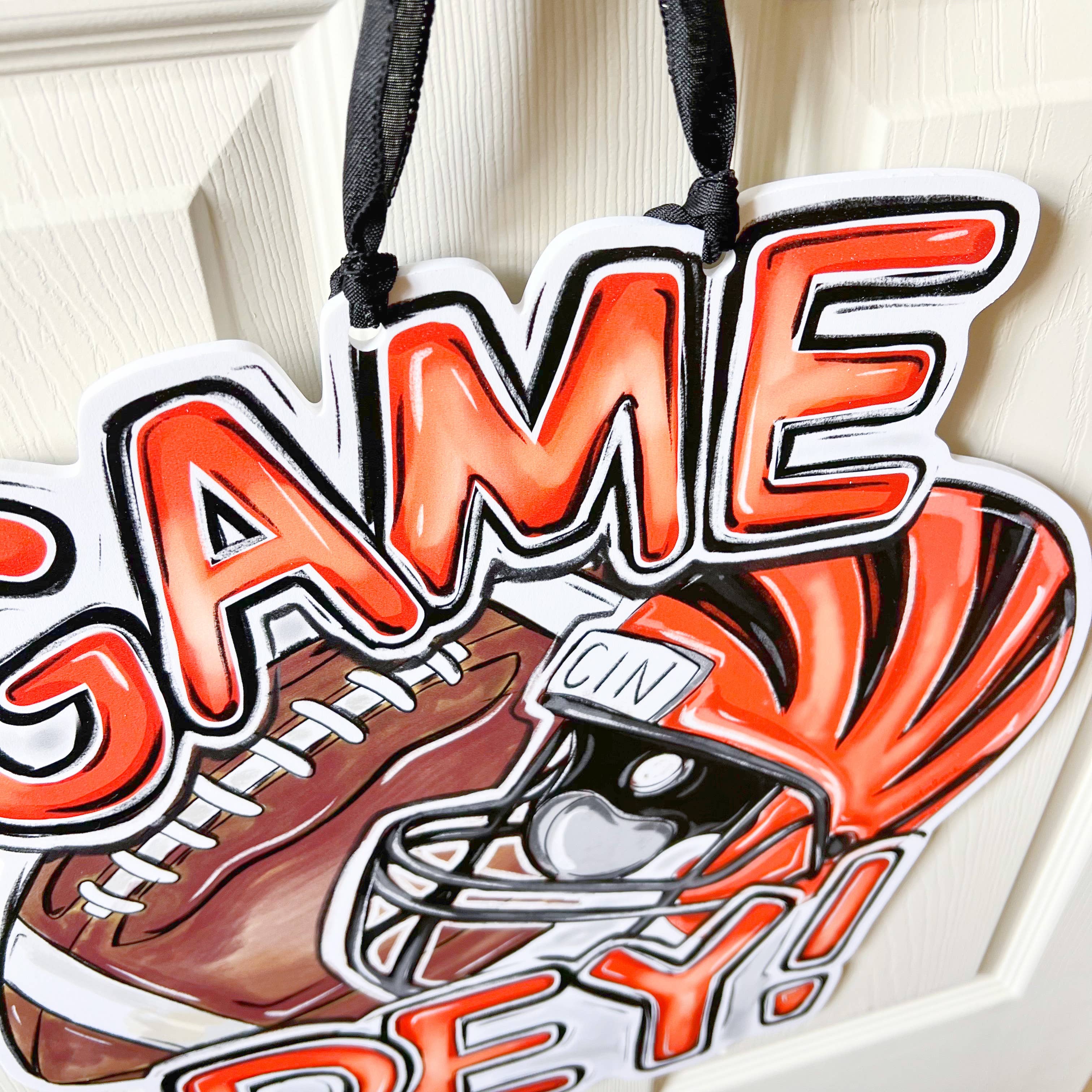 Cincinnati Bengals Game Day Who Dey Football Door Hanger