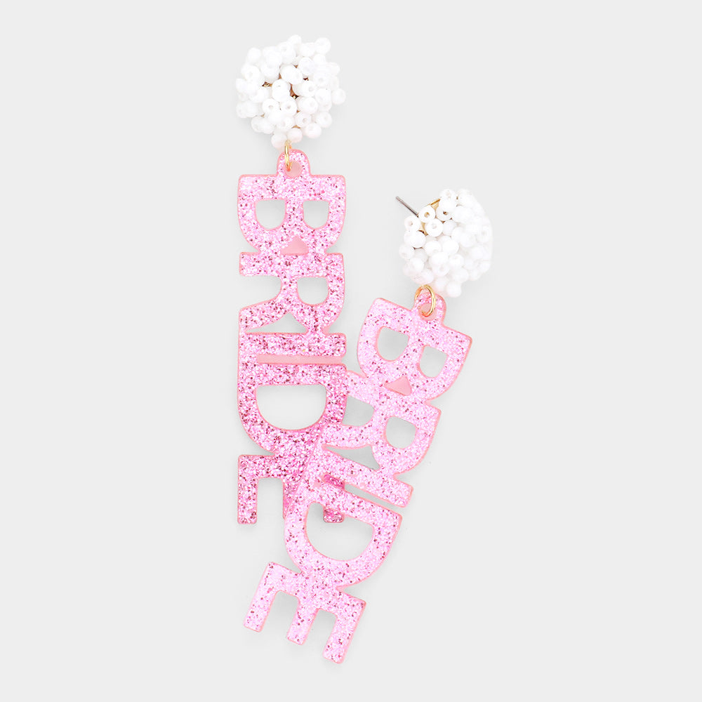 Pink Bride Acrylic Dangle Earrings