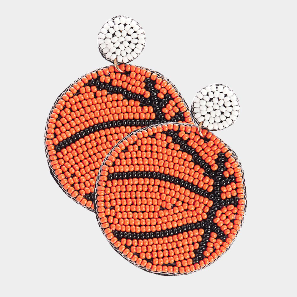 Seed Bead Basketball Earrings