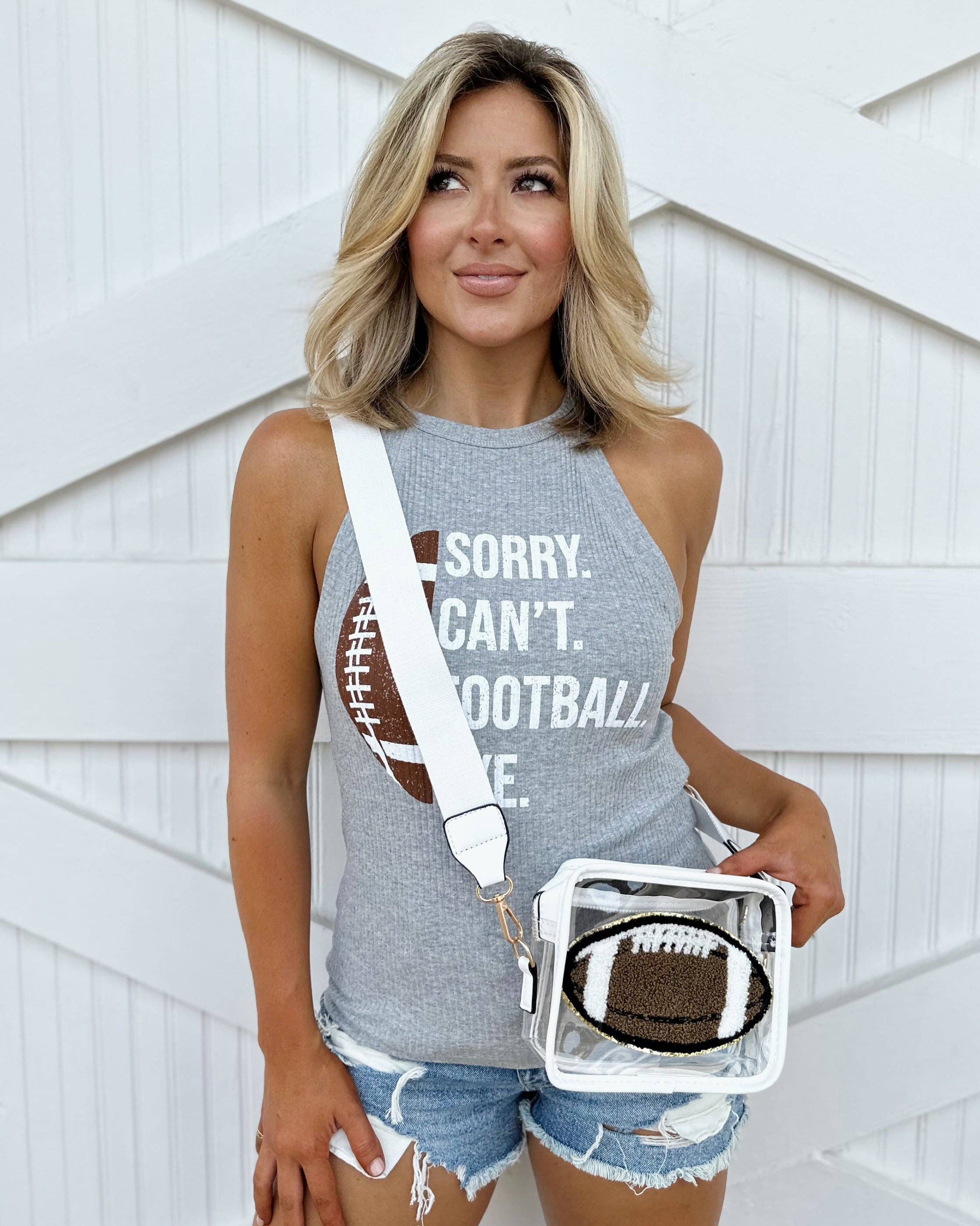 Football Chenille Patch Stadium Approved Clear Purse