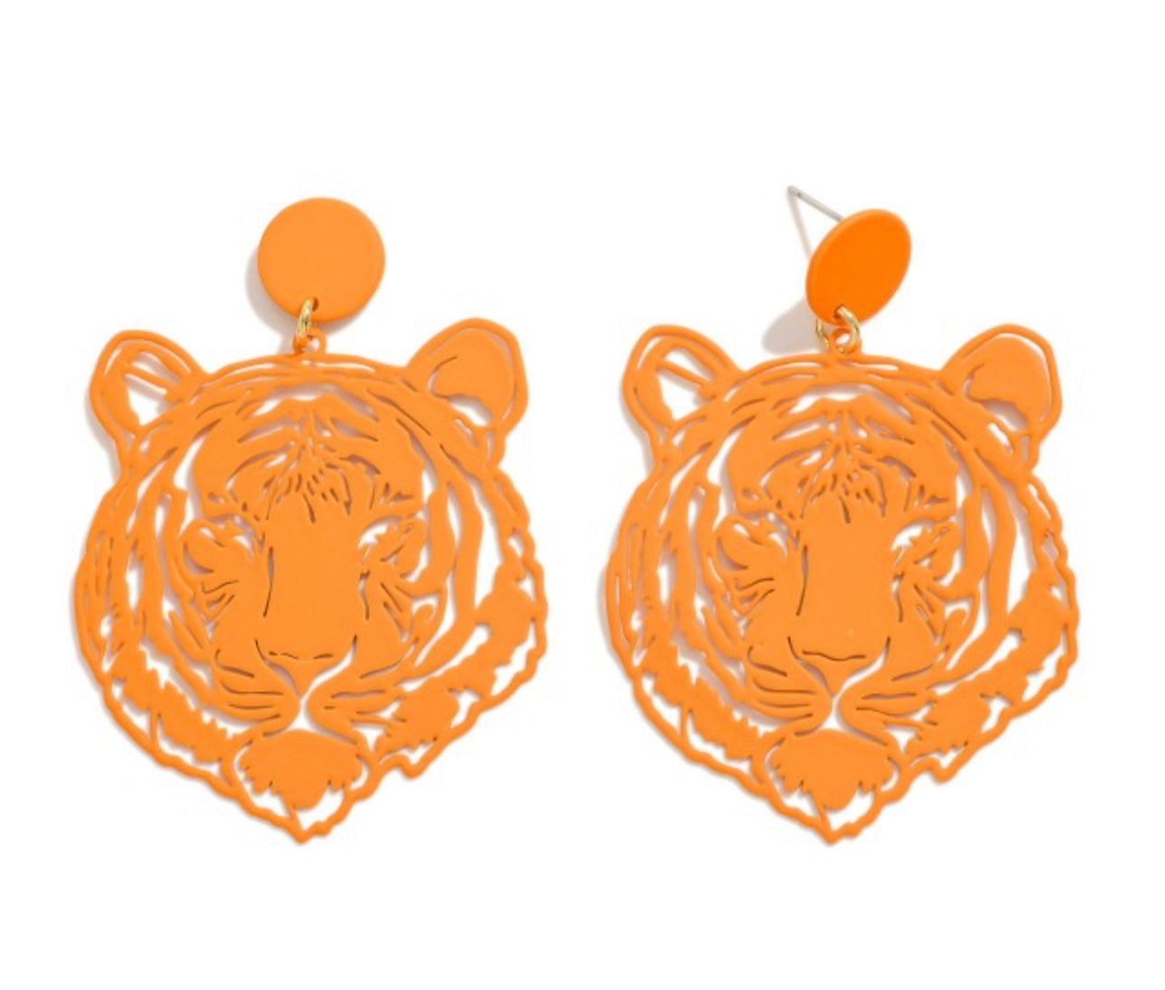 Orange Tiger Head Earrings