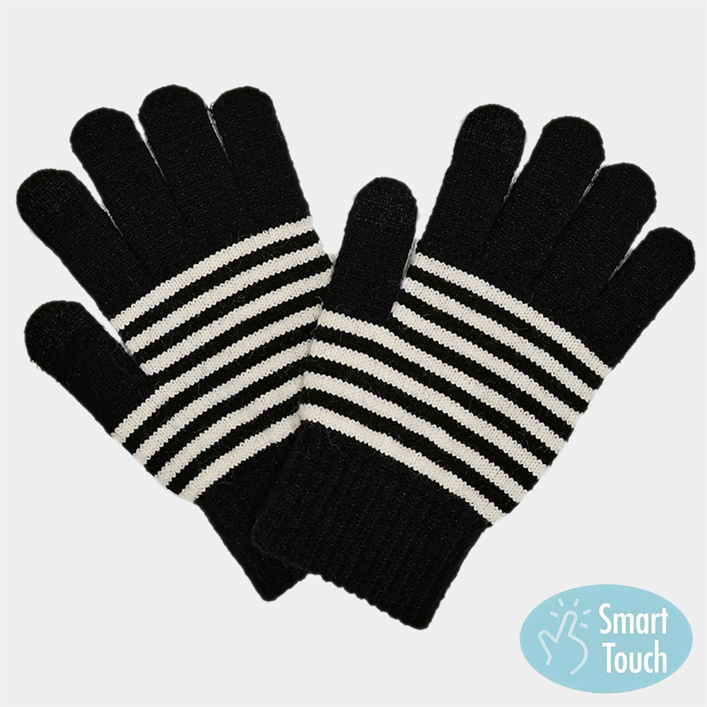 Two Tone Striped Smart Gloves