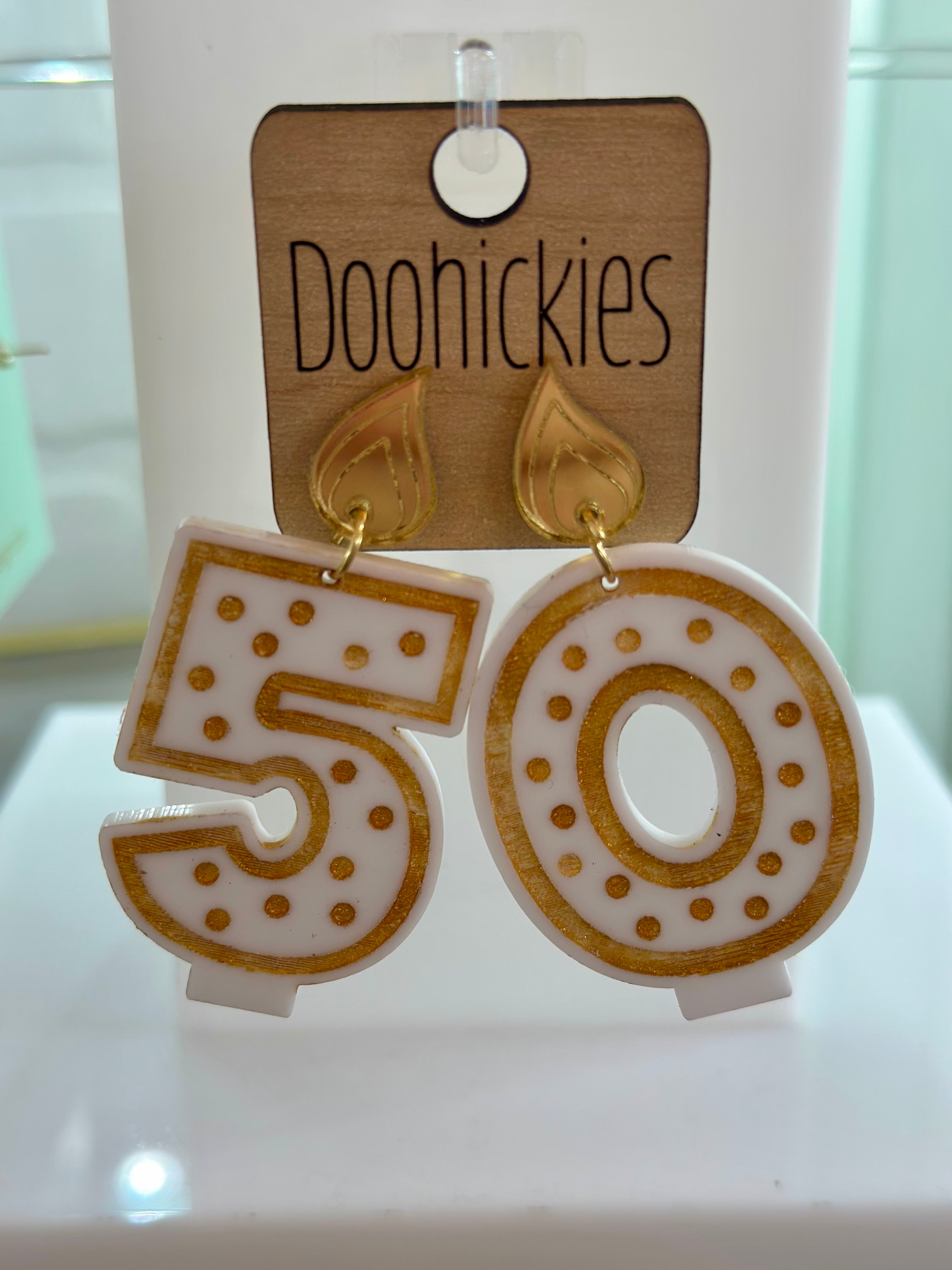 50th Faux Birthday Candle Earrings