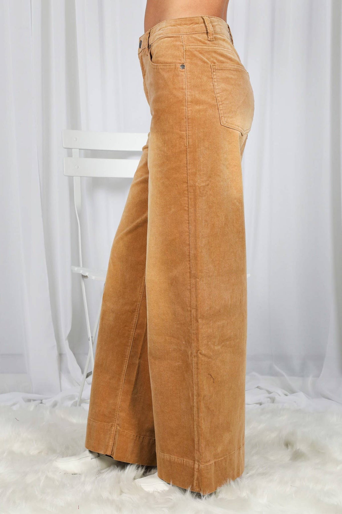 Stone Washed Cotton Corduroy Cropped Pants