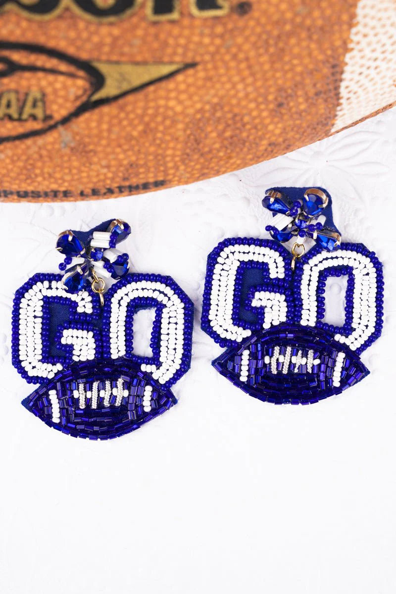 Big Blue GO Spirit Seed-Bead Earrings
