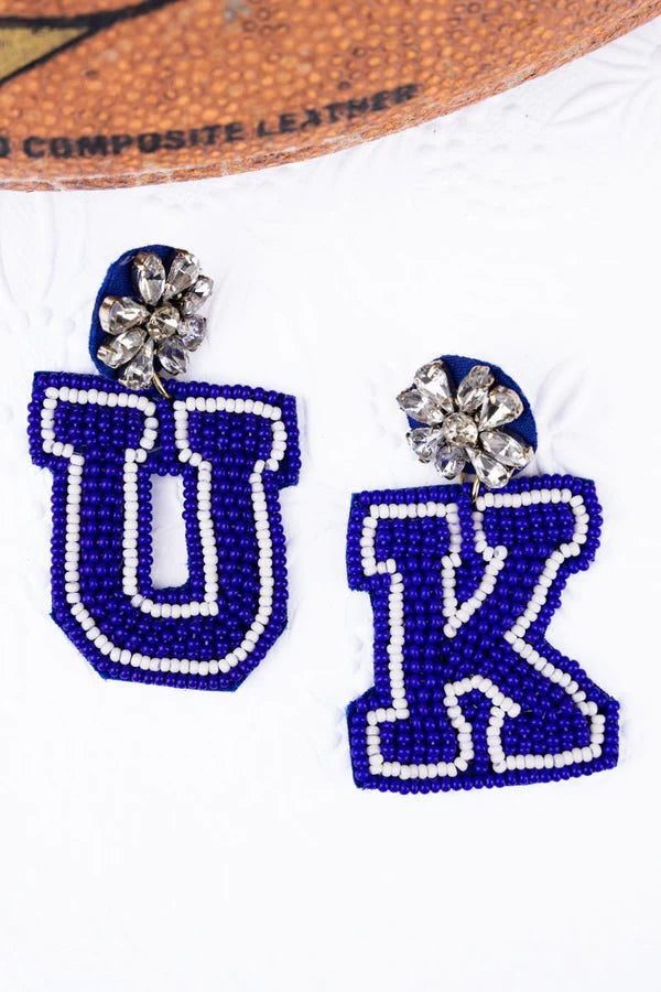 UK Big Blue Seed Bead Earrings