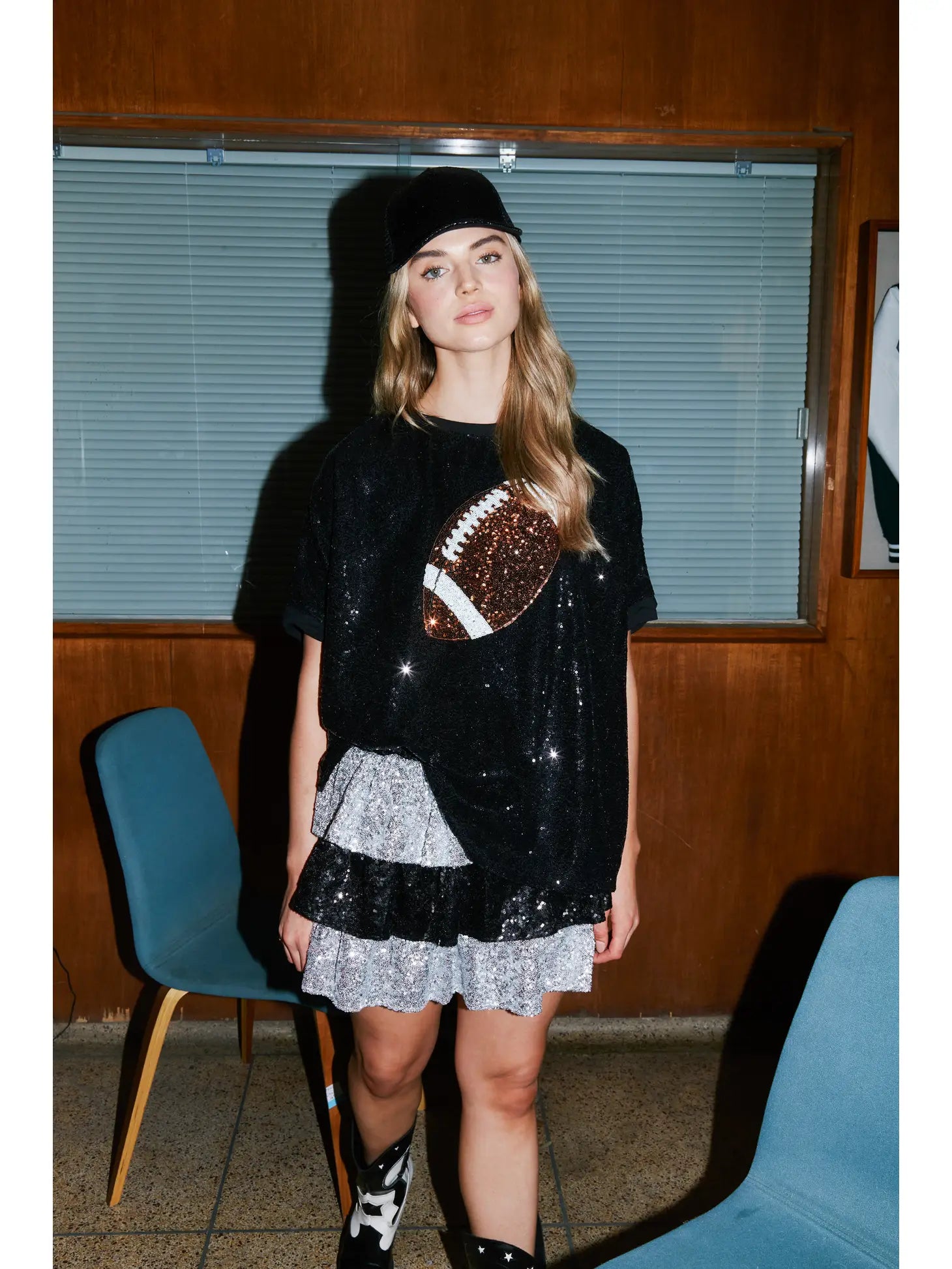 Game Day Footballs Sequin T-Shirt