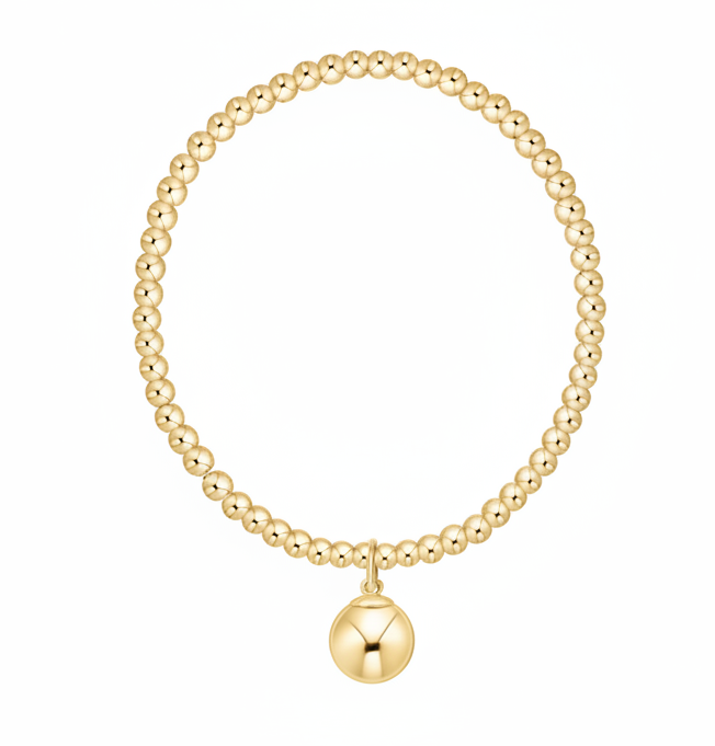 CLASSIC GOLD 3MM BRACELET - CLASSIC GOLD 10MM BALL CHARM