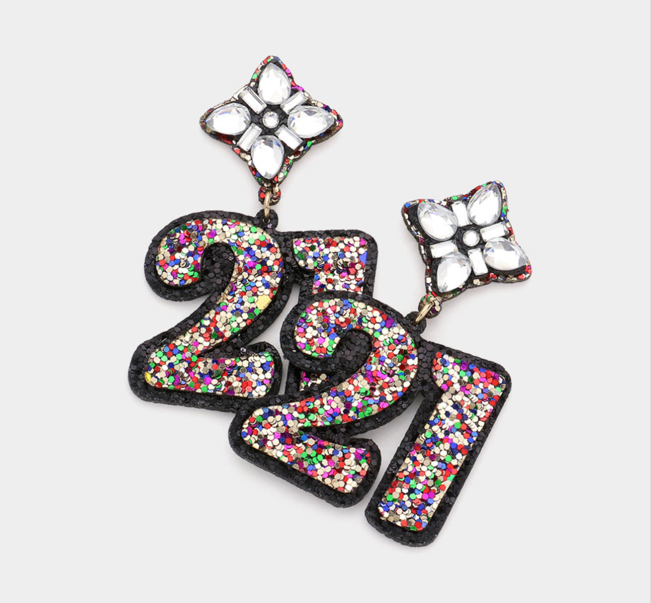 21st Birthday Glittered Earrings