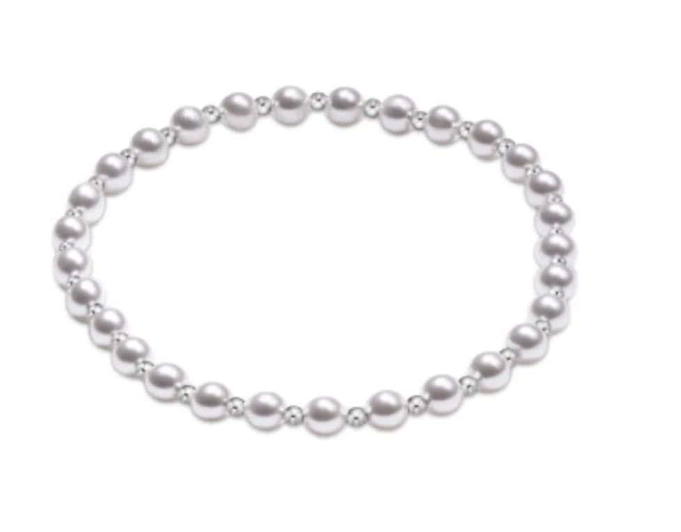 ENEWTON CLASSIC GRATEFUL PATTERN STERLING 4MM BEAD BRACELET - PEARL