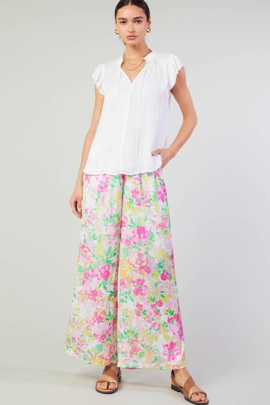 Floral Printed Long Wide Pants
