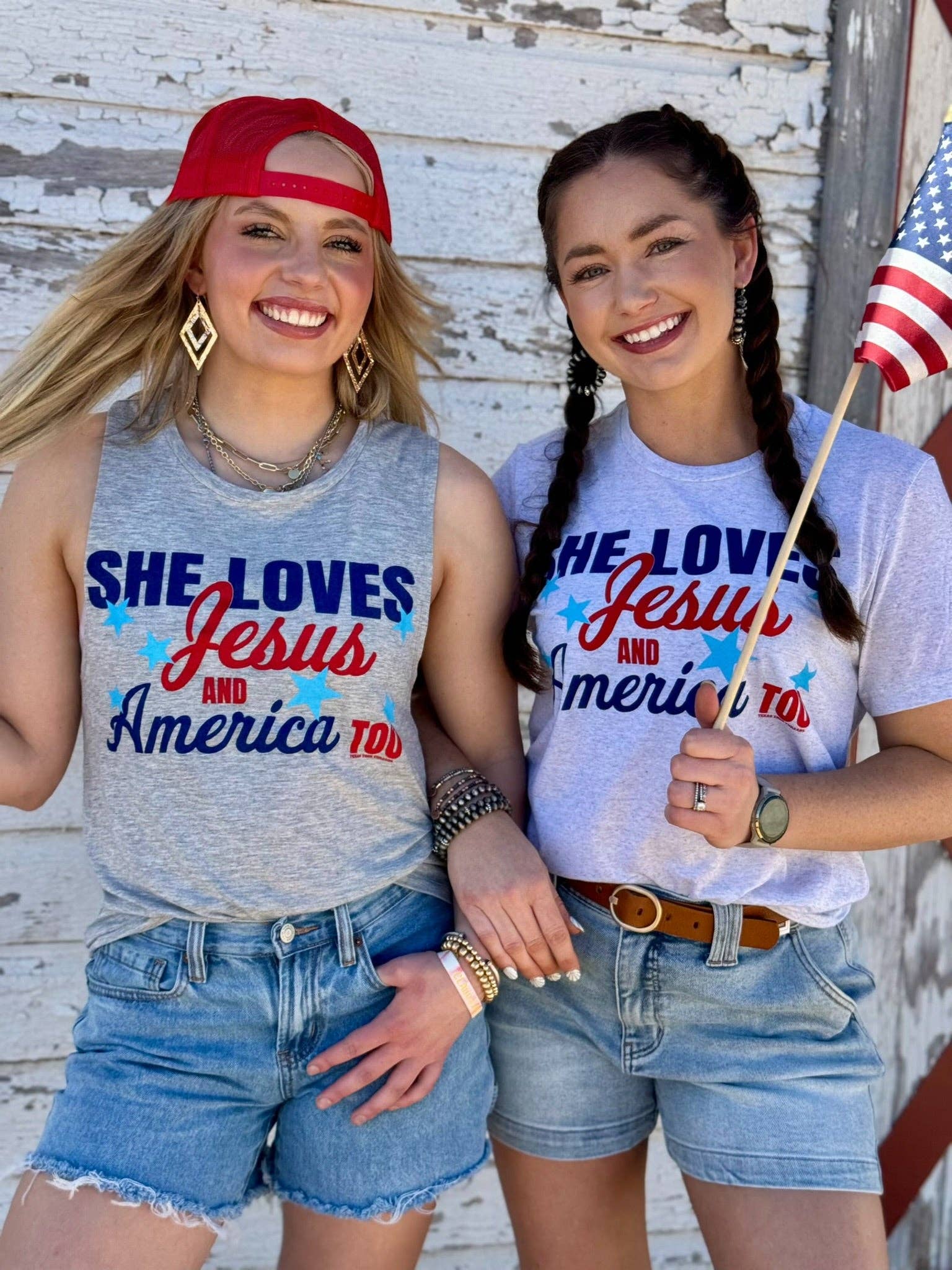 She Loves Jesus & America Too Tee