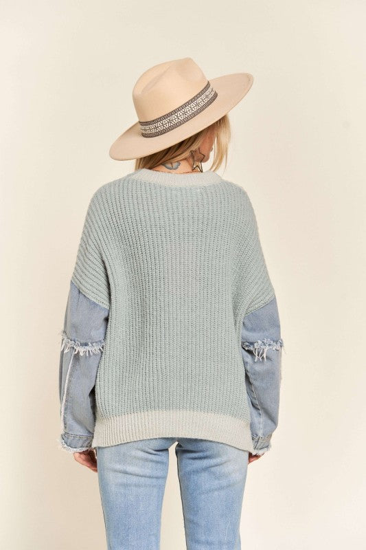 Color Block Denim Sweater