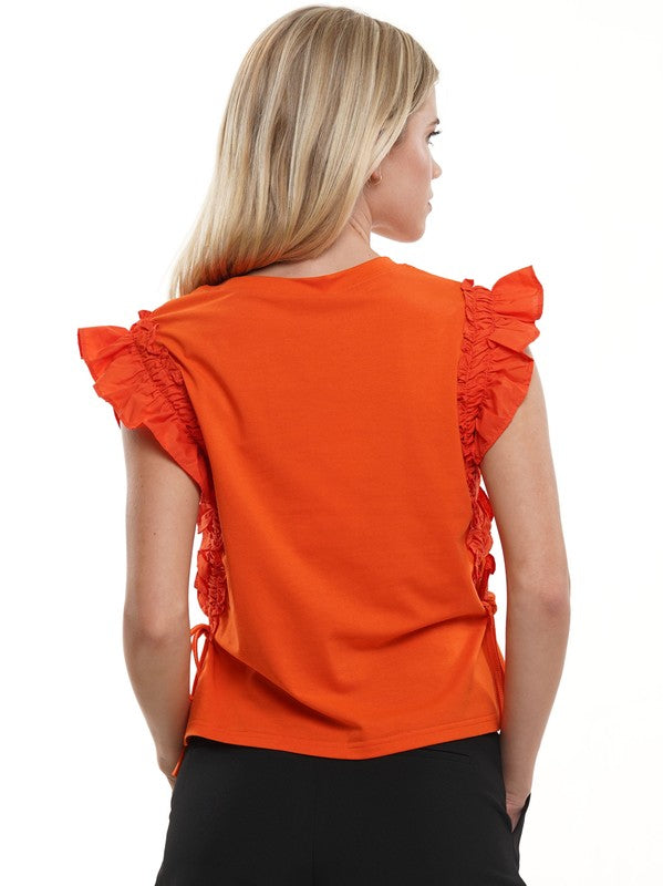 Tiger Shirring Sleeve Top