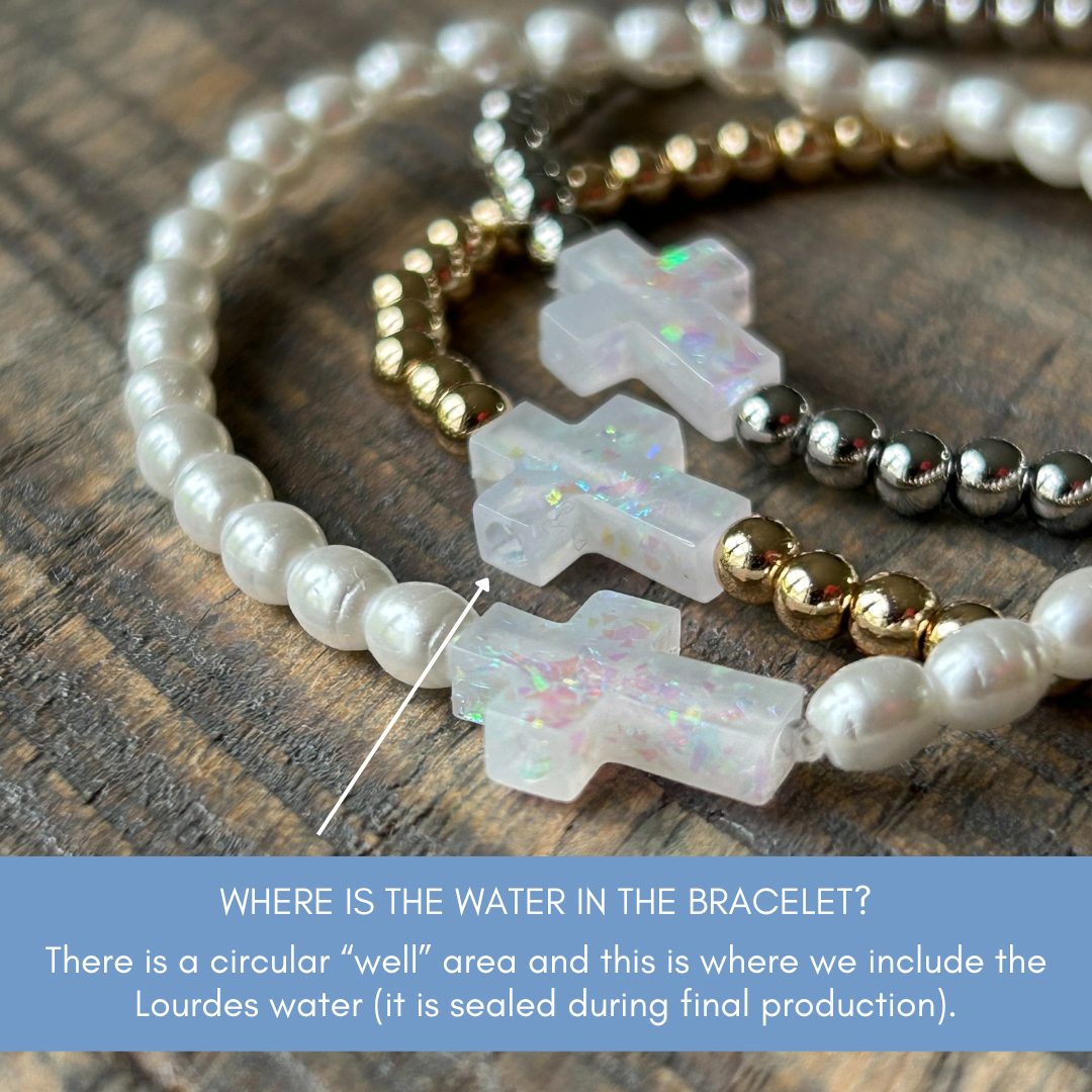 HOLY WATER ROSE QUARTZ CROSS BRACELET : Stainless Steel Spacer Beads