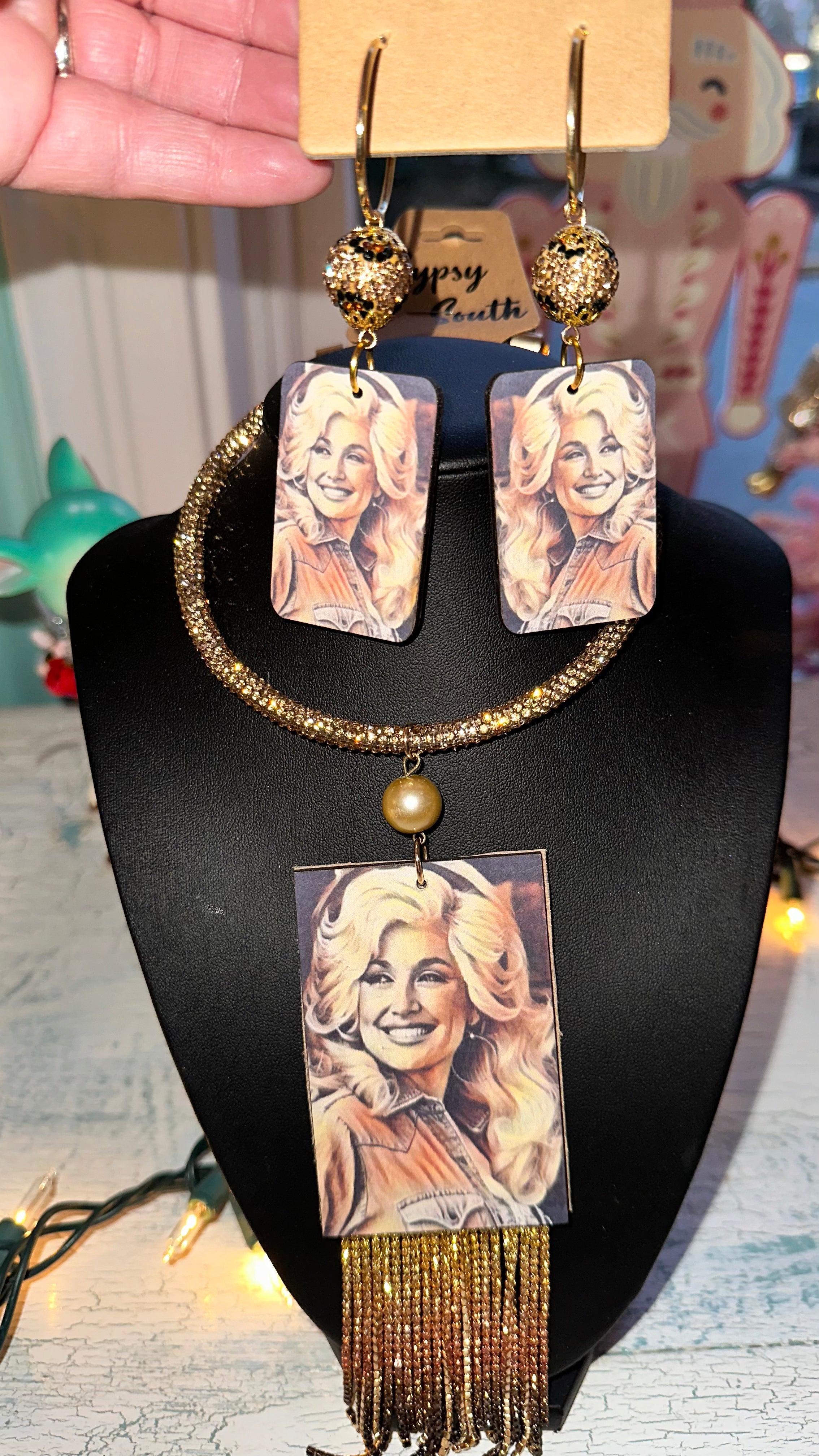 Dolly Gypsy South Leopard Crystal Pattern Earrings