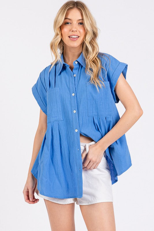 Cotton Grace Pleated Blouse