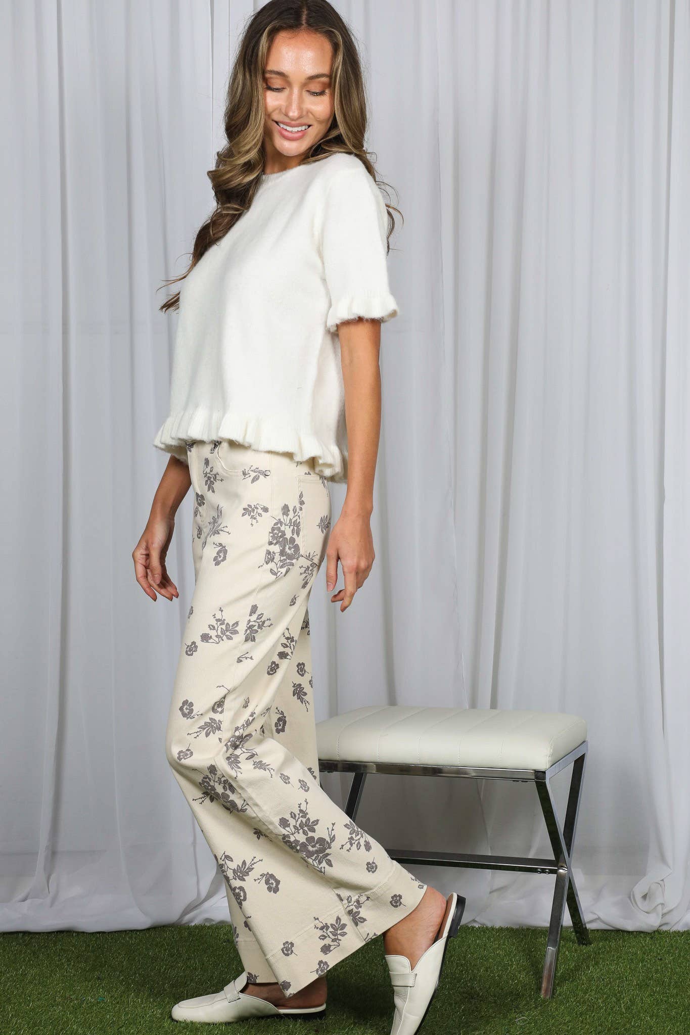 Floral Print Straight Pants
