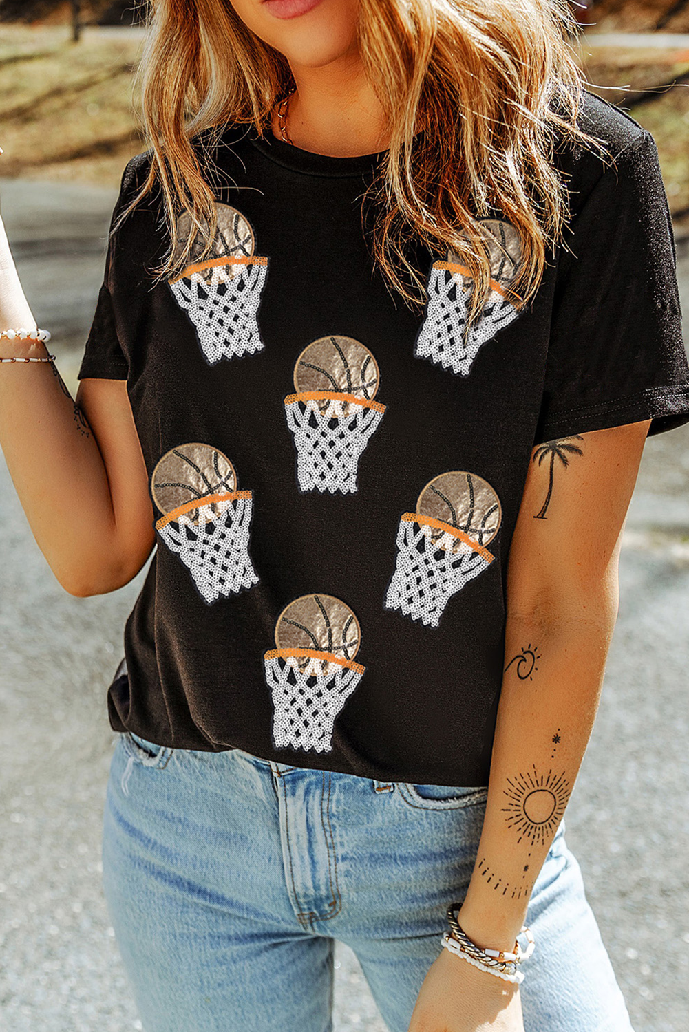 Sequin Basketball Patched Tee