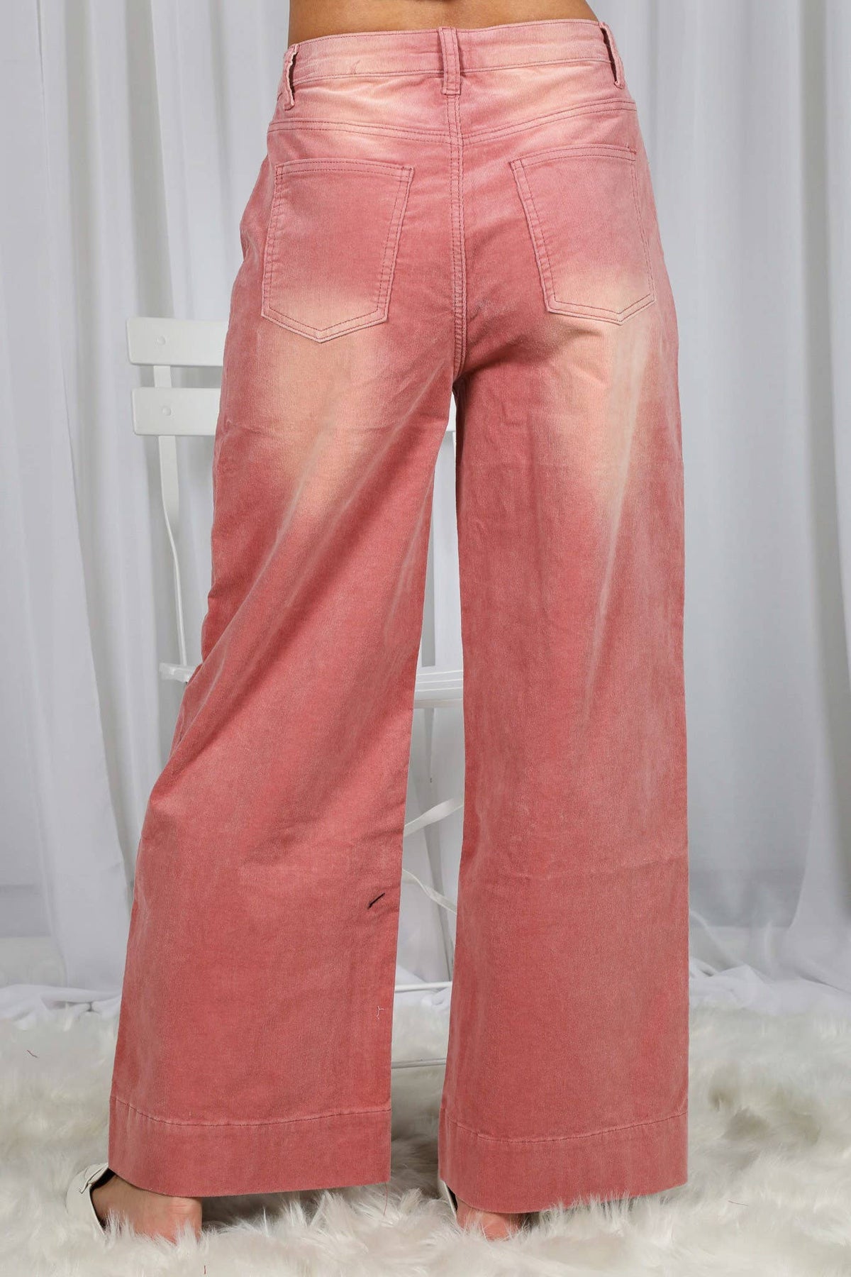 Stone Washed Cotton Corduroy Cropped Pants