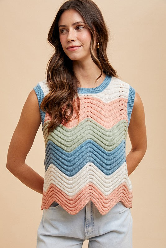 Pointelle Wave Sweater