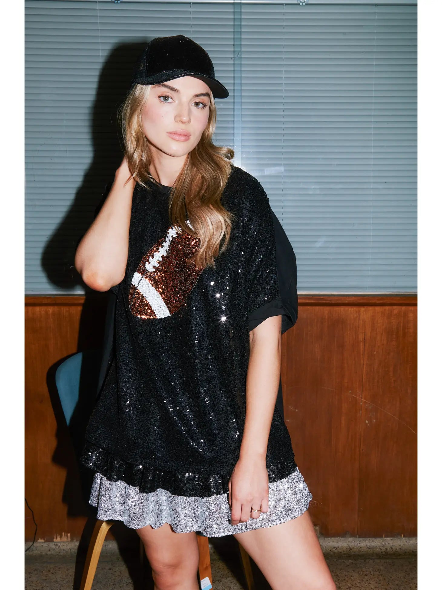 Game Day Footballs Sequin T-Shirt