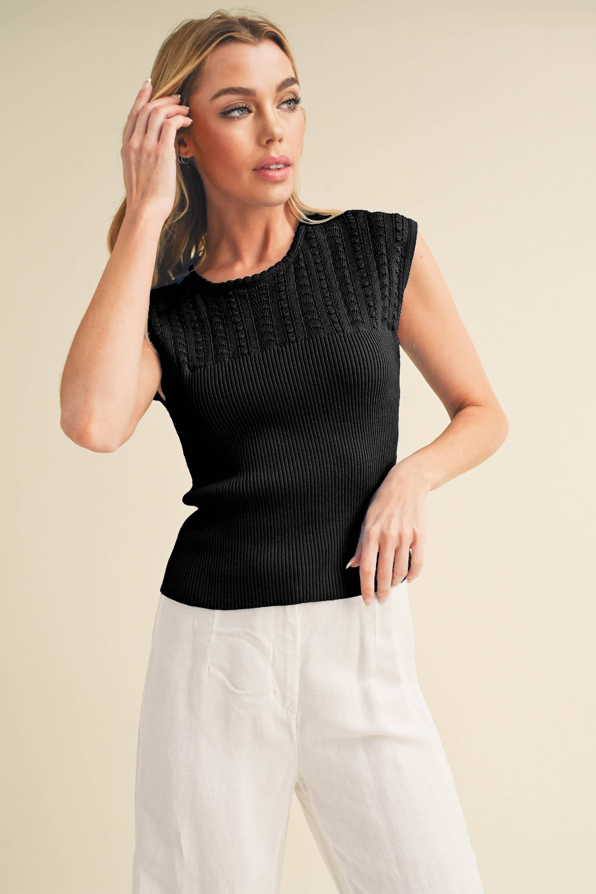Taria Ribbed Sleeveless  Sweater
