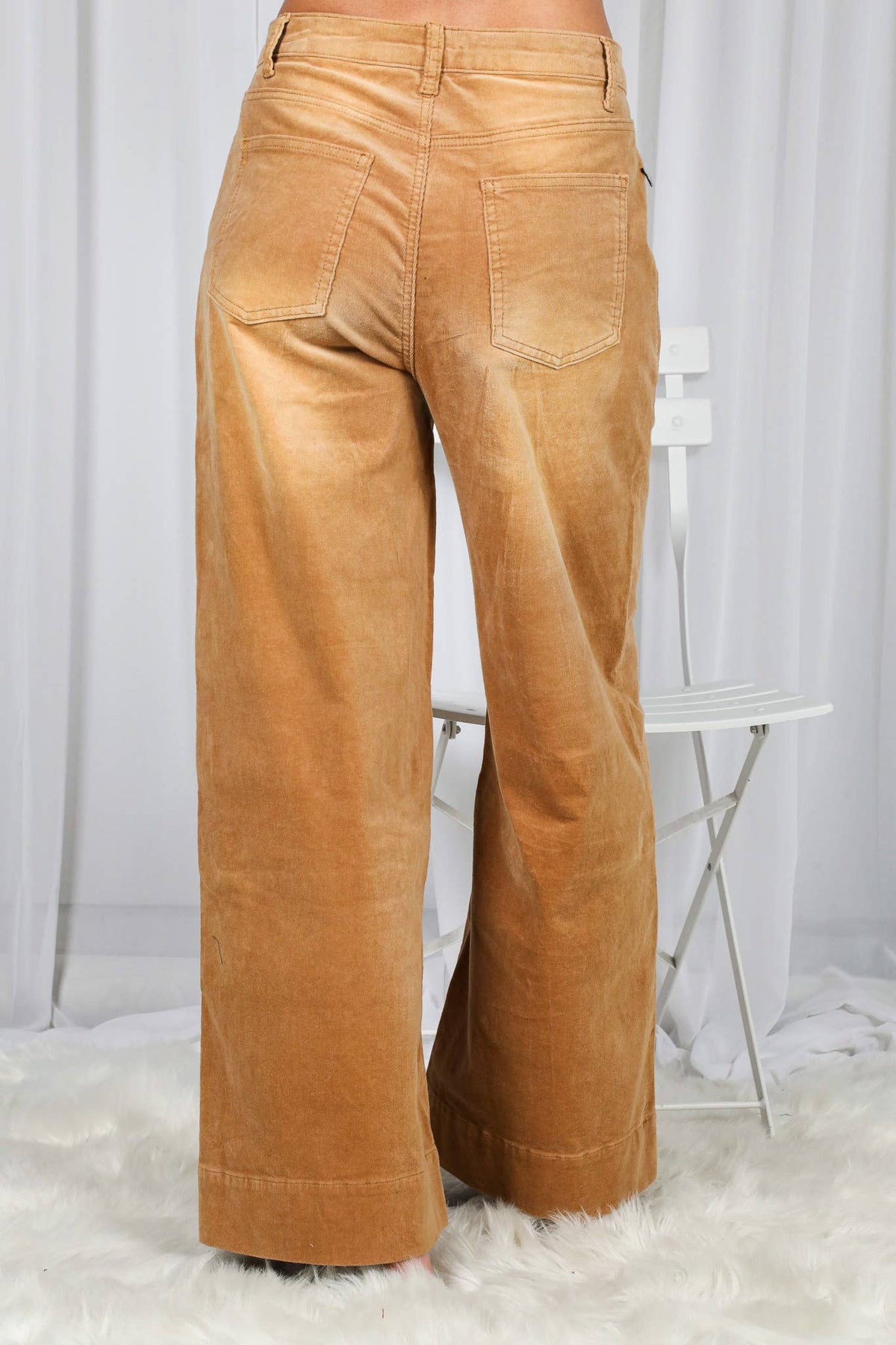 Stone Washed Cotton Corduroy Cropped Pants