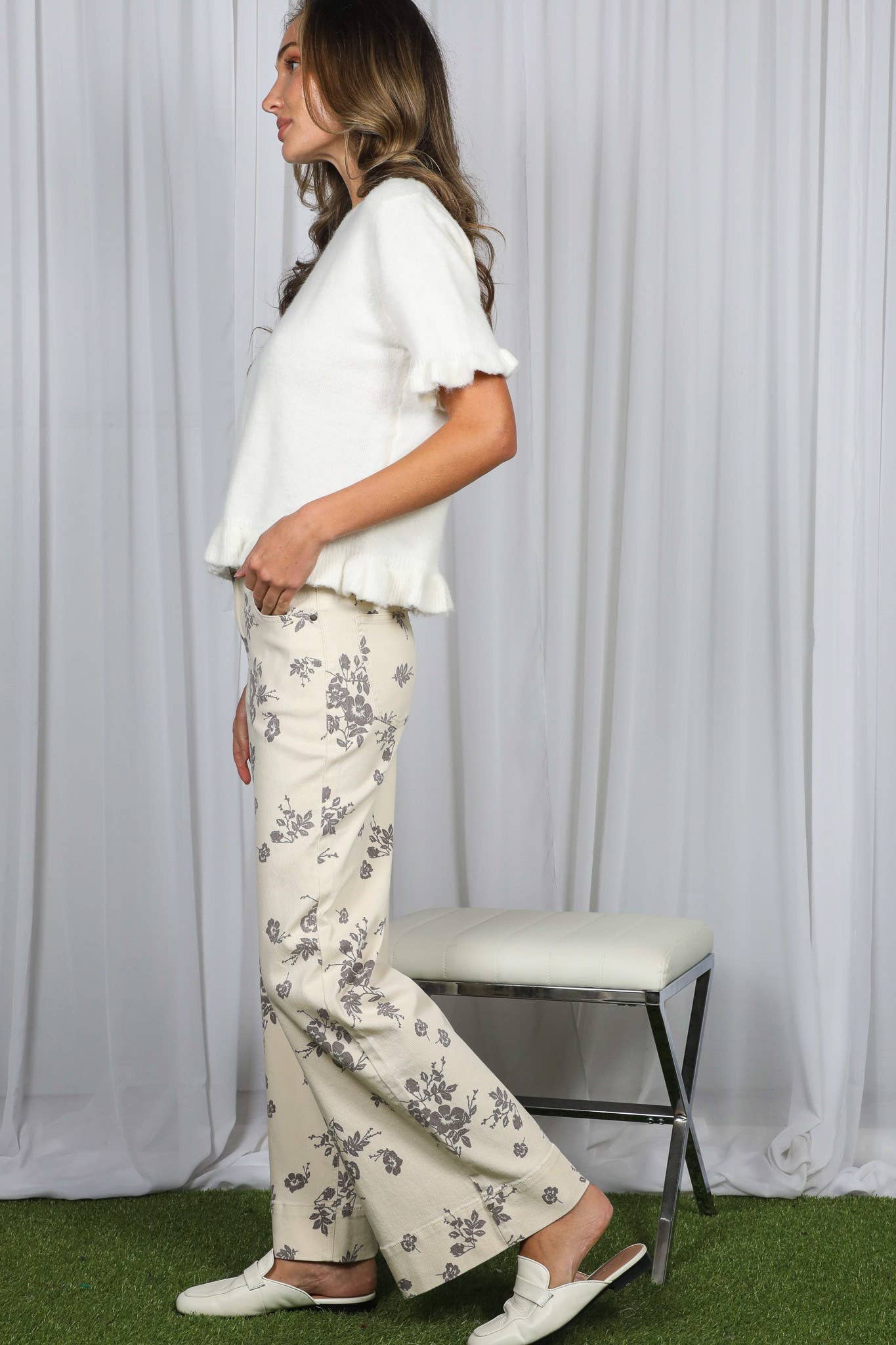 Floral Print Straight Pants