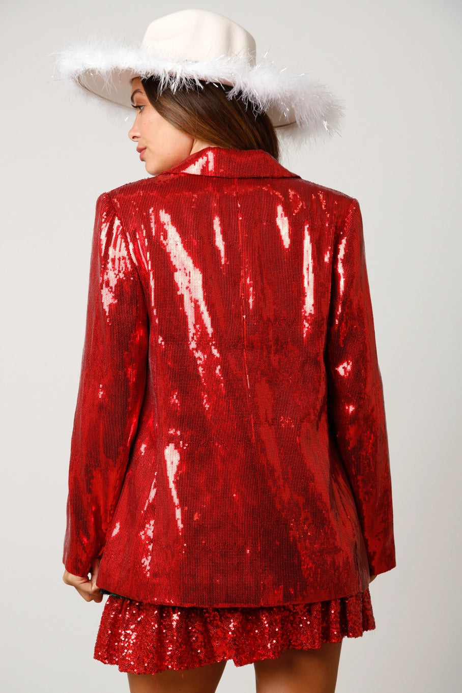 Red Sequin Christmas Blazer
