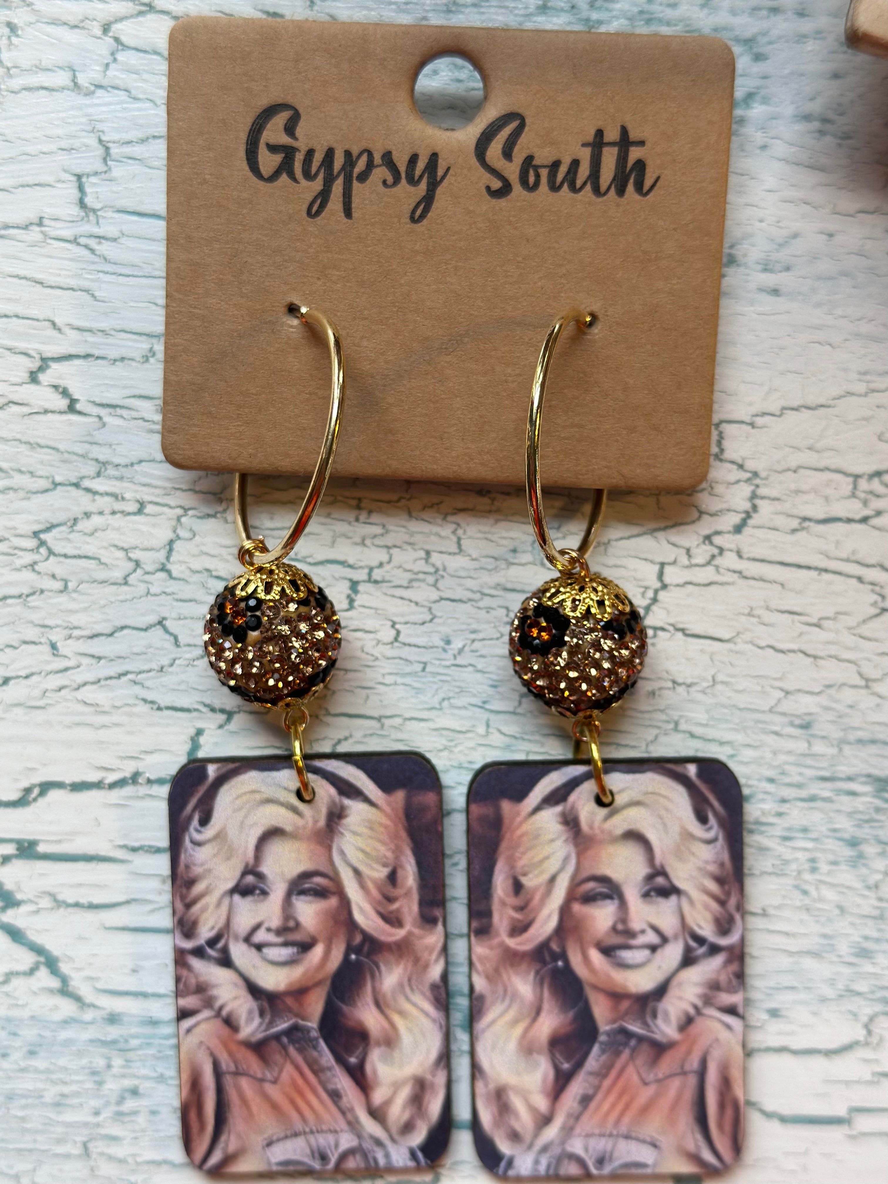 Dolly Gypsy South Leopard Crystal Pattern Earrings