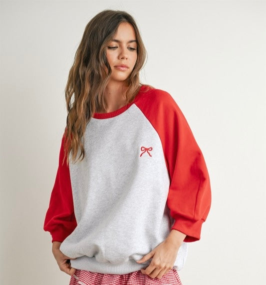 Sweet Varsity Bow Top