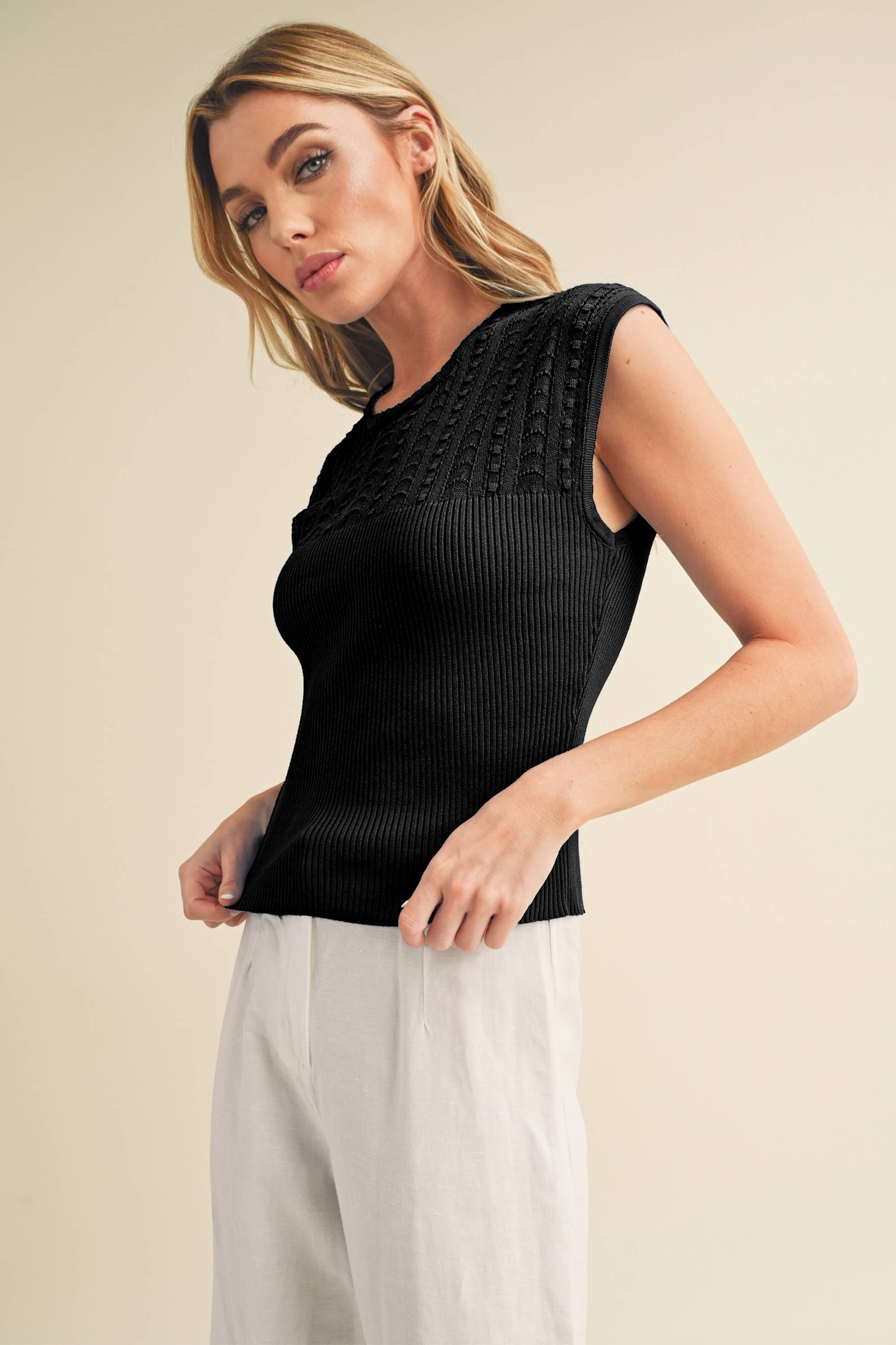 Taria Ribbed Sleeveless  Sweater