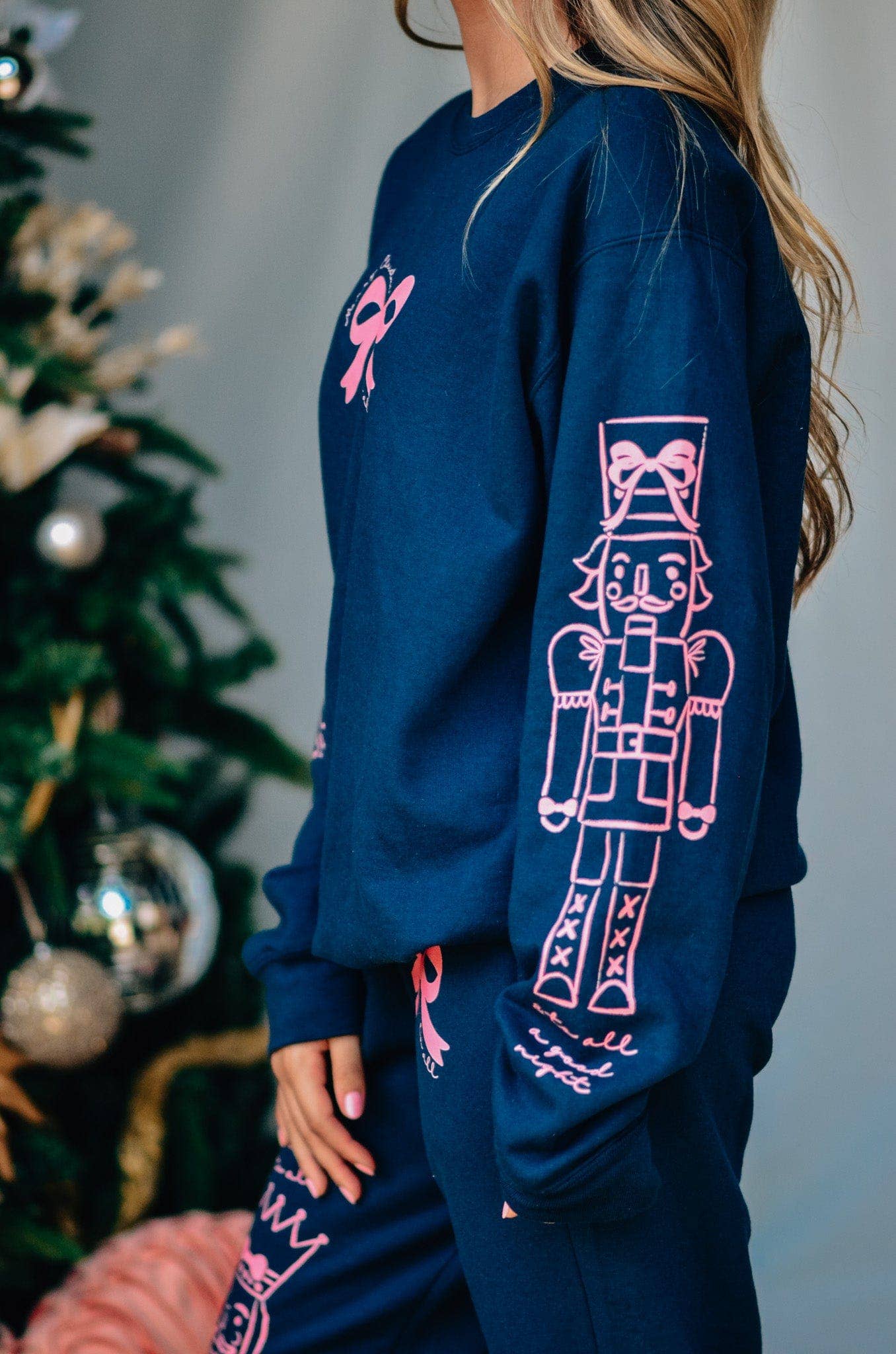 Nutcracker Bows Navy Sweatshirt