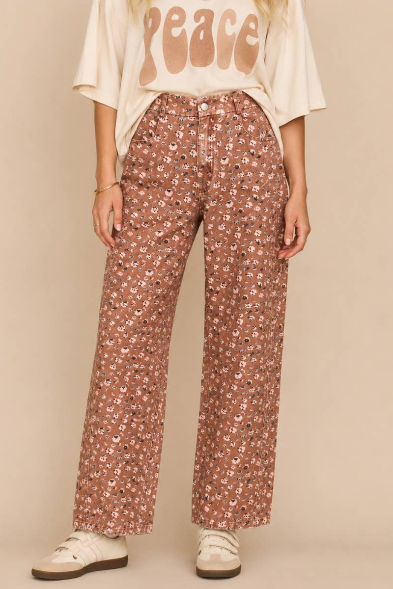 Floral Print Denim