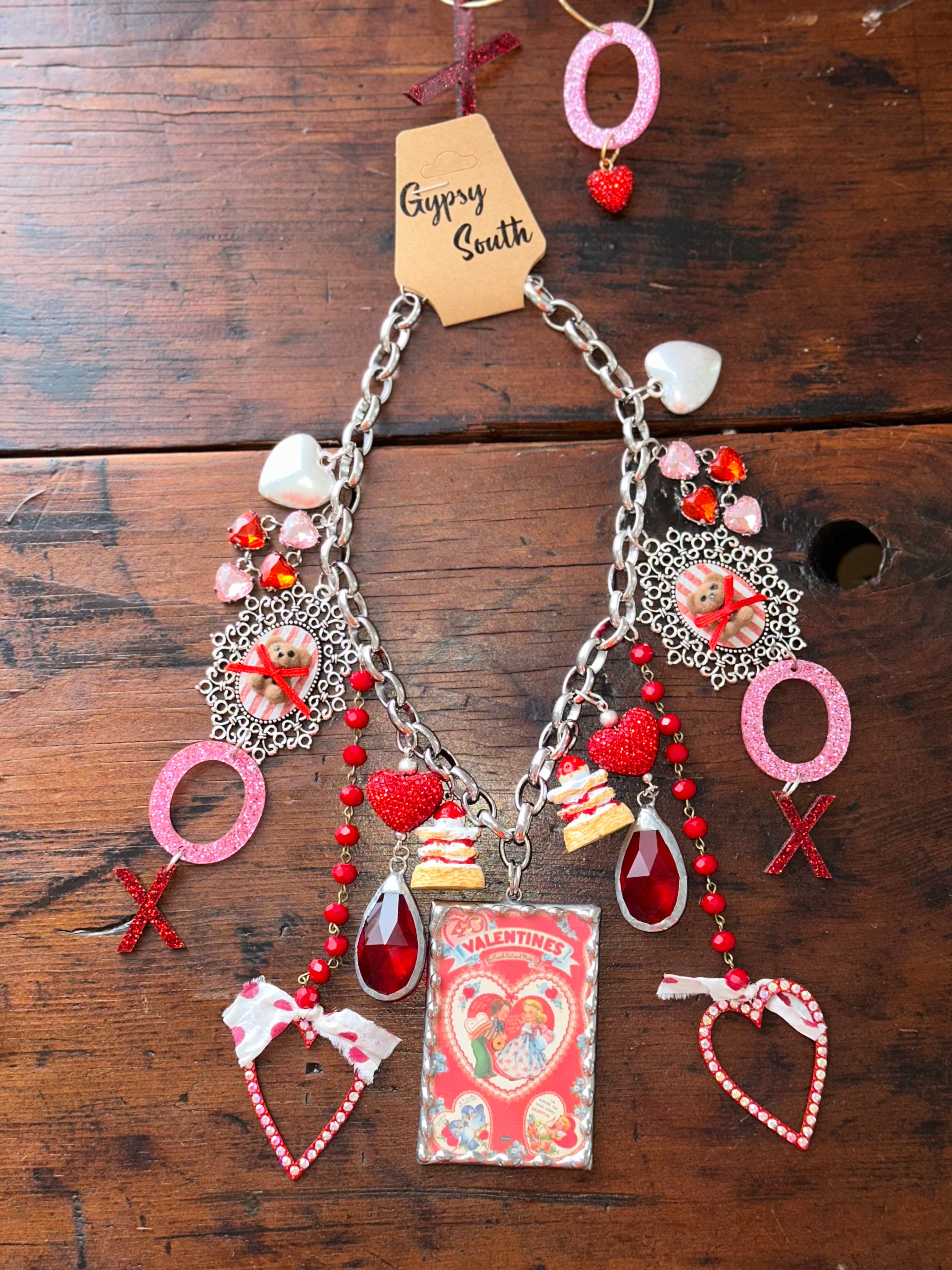 Big Retro Valentine Charm Necklace by Gypsy South