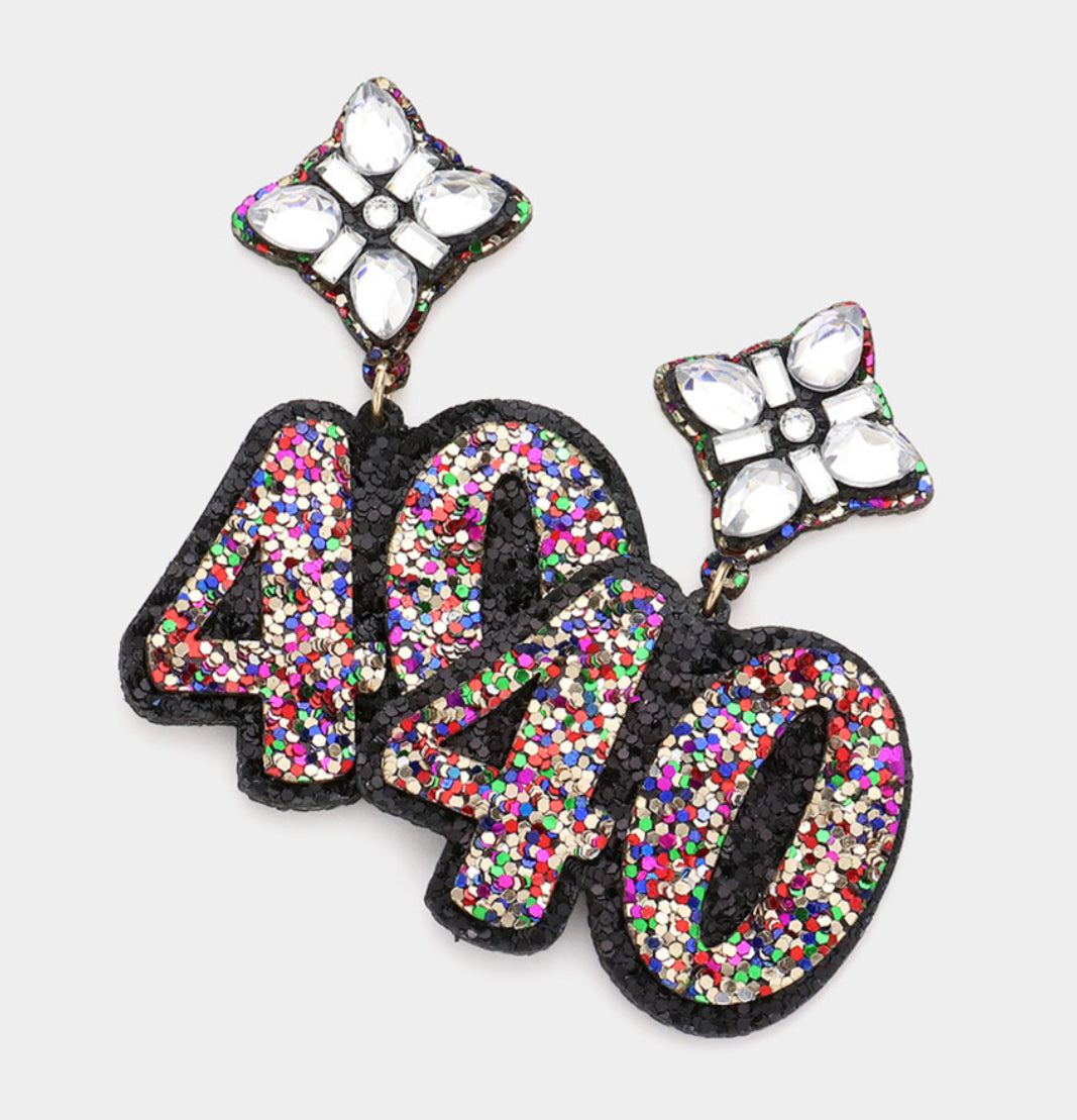 40 Birthday Glittered Earrings
