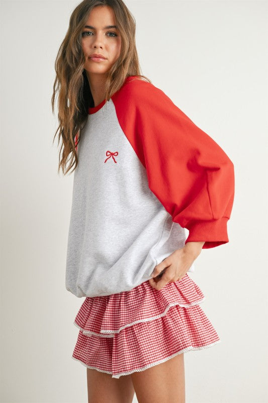 Sweet Varsity Bow Top