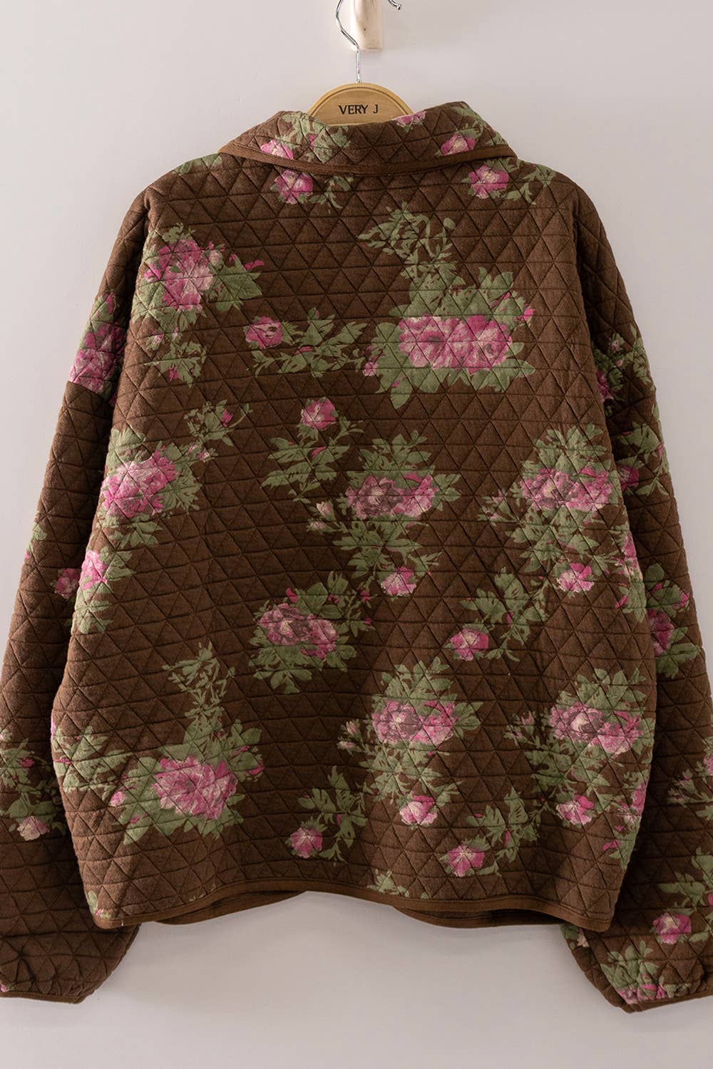 Mocha Floral Print Quilted Jacket