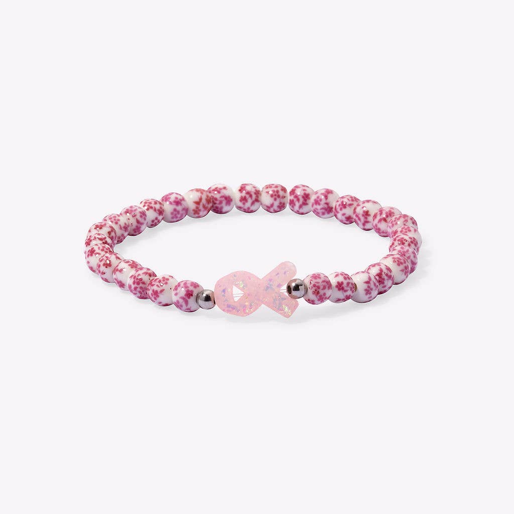 HOLY WATER PORCELAIN PINK RIBBON AWARENESS BRACELET