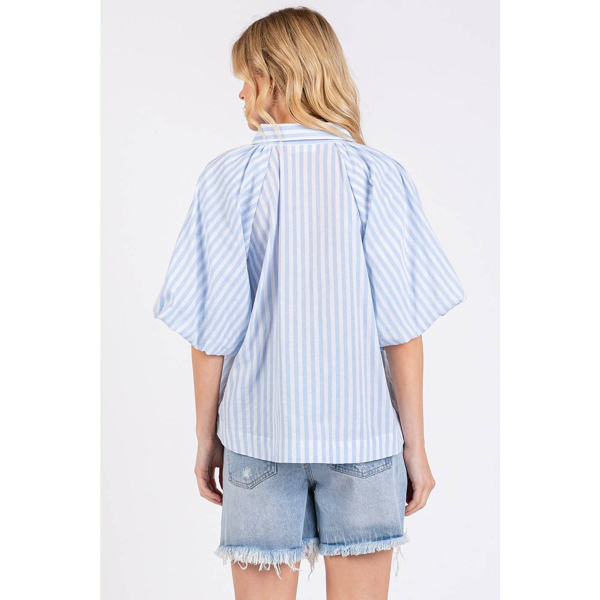 Striped Puff Sleeve Top | Ape Made It