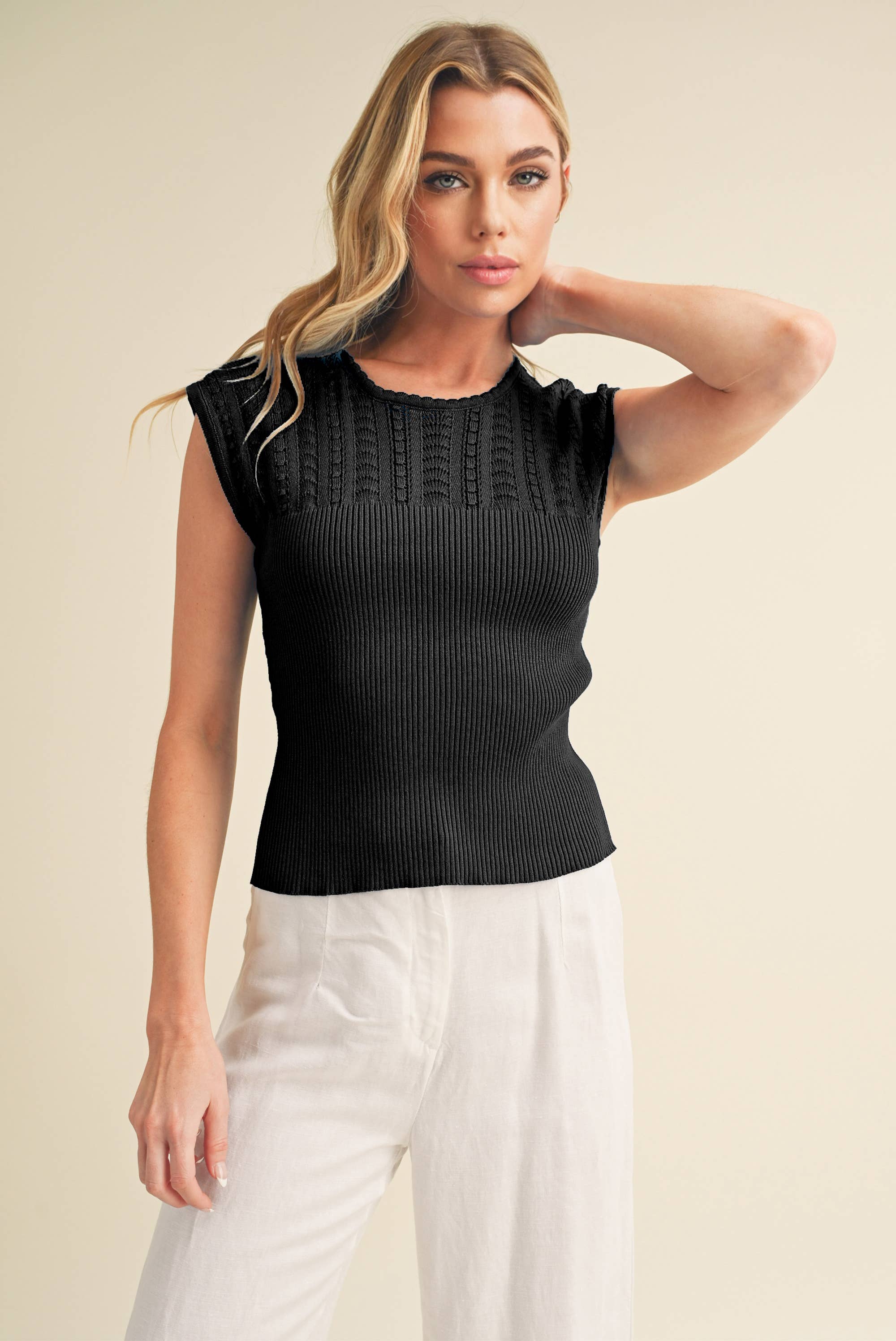 Taria Ribbed Sleeveless  Sweater