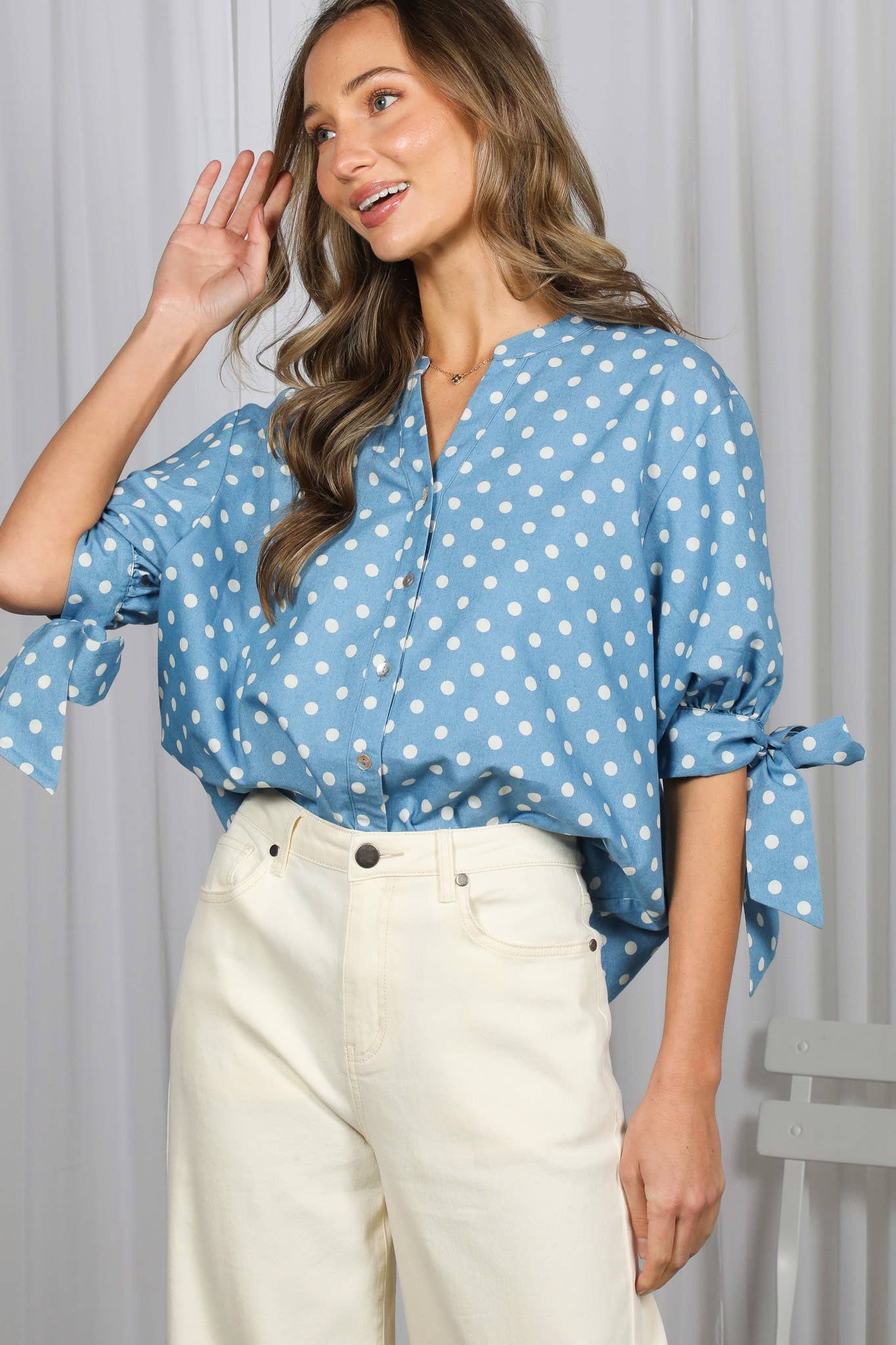 Polka Dot V-Neck Top