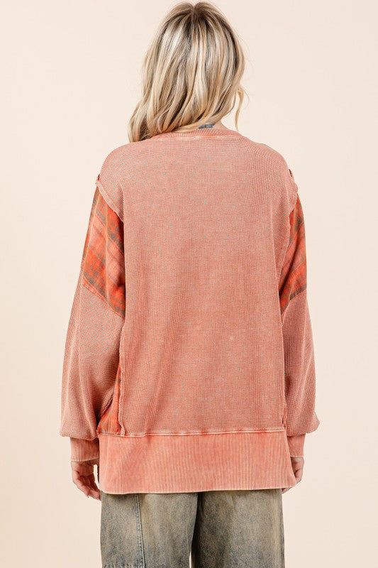 PlaidTerry Cloth Pullover