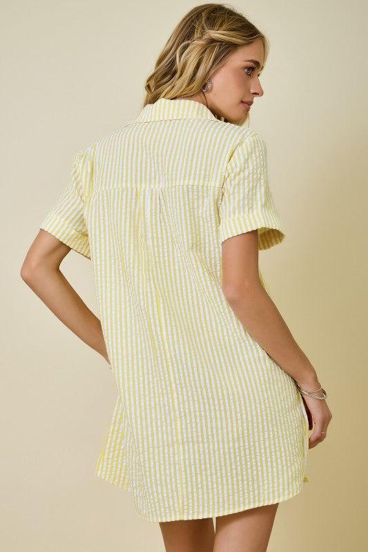 Seaside Stroll Seersucker Shirt Dress