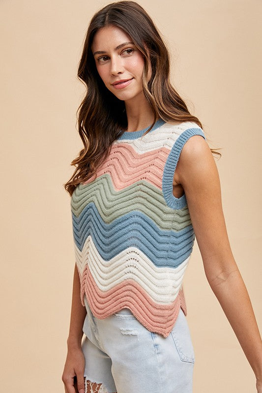 Pointelle Wave Sweater